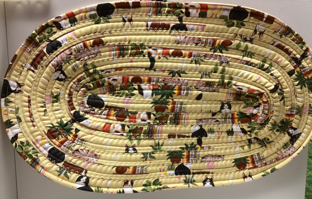 Jelly Roll Mat Rug: Cats Yellow