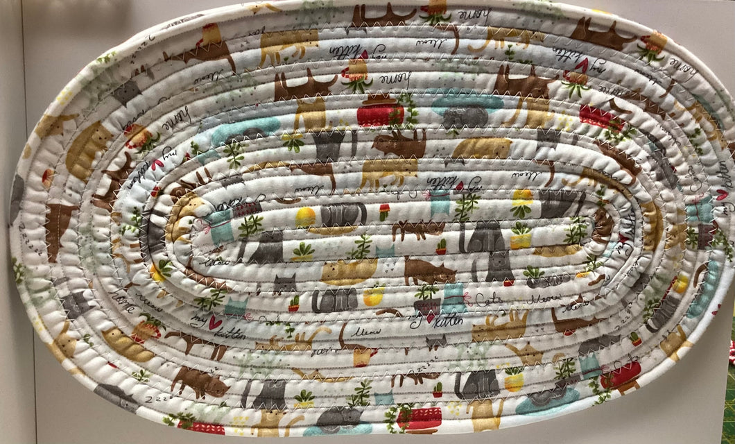 Jelly Roll Mat Rug: Cats White