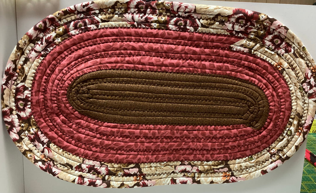 Jelly Roll Mat Rug: Maroon Flower